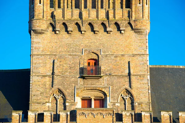 Detail Belfort Van Bruges Grote Markt City Centre Bruges Belgium — Stock Photo, Image