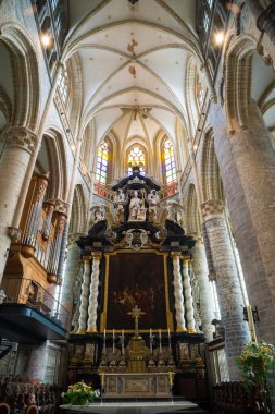 Ghent, Belçika - 16 Nisan 2017: İç, tablolar ve ayrıntılarını Saint Nicholas Kilisesi Ghent, Belçika