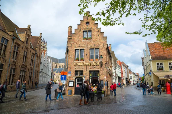 Brugge België April 2017 Mening Van Straat Van Het Historische — Stockfoto