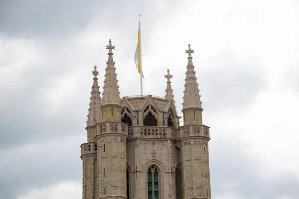 Гент Бельгия Апреля 2017 Года Вид Собор Святого Баво Колокольни — стоковое фото