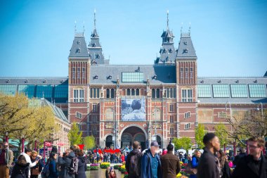 Amsterdam, Hollanda - 20 Nisan 2017: Rijksmuseum Hollanda'nın Amsterdam, görünüm