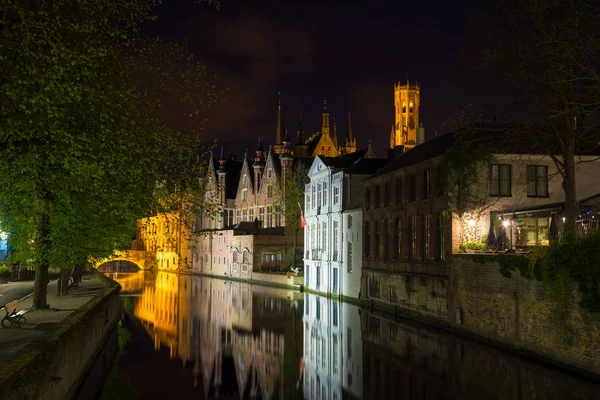 Brujas Bélgica Abril 2017 Vista Nocturna Ciudad Brujas Bélgica Plano —  Fotos de Stock