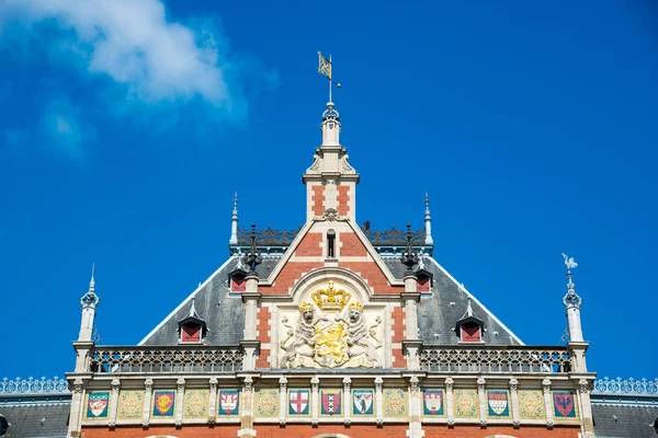 Amsterdam Central Station Sunny Day Netherlands — Stock Photo, Image