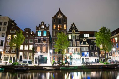 Güzel bir gece görünümü, Amsterdam, Hollanda