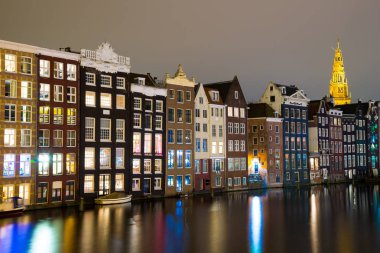 Güzel bir gece görünümü, Amsterdam, Hollanda