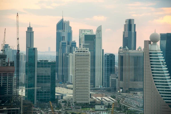 Dubai November Panorama Över Höga Skyskrapor Dubais Silhuett November 2019 — Stockfoto