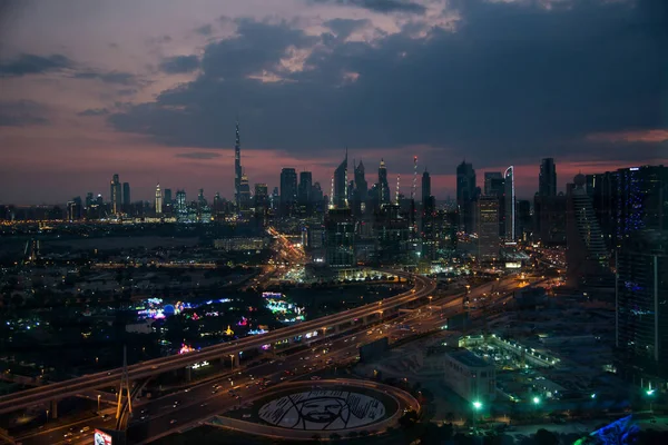 Dubai Noviembre Centro Dubái Espectacular Puesta Sol Violeta Burj Khalifa — Foto de Stock