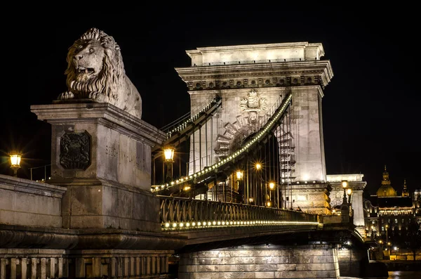 Chain Bridge Budapest Evening Sightseeing Hungary — Stock Photo, Image