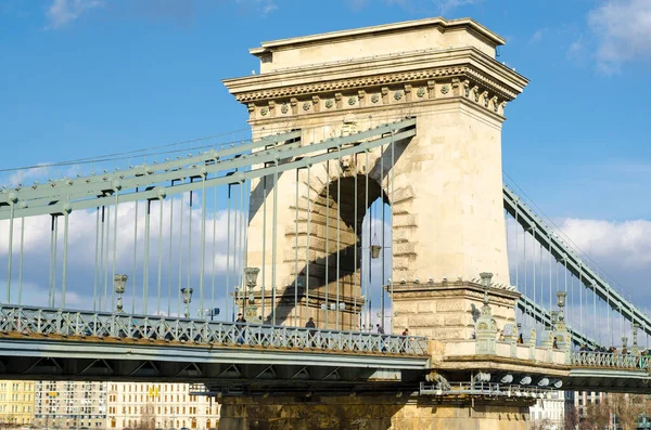 Kettenbrücke Über Die Donau Budapest Ungarn — Stockfoto
