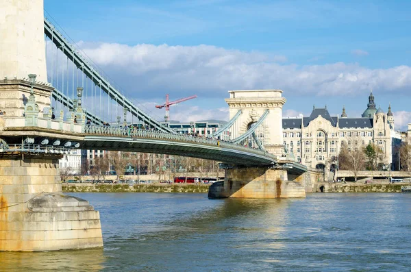 Budapest Ungarn Februar 2016 Kettenbrücke Über Die Donau Budapest Ungarn — Stockfoto