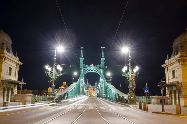 Budapest Ungarn Februar 2016 Nachtansicht Der Freiheitsbrücke Budapest Ungarn Die — Stockfoto