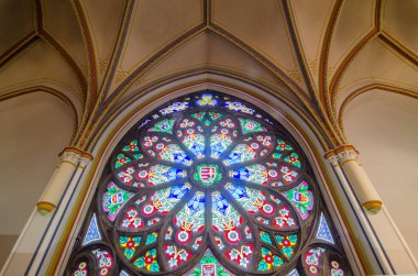 BUDAPEST, HUNGARY - 23 Şubat 2016: St Paul 's Episcopal Kilisesi' nin Lekeli Penceresi, Key West, Florida, ABD