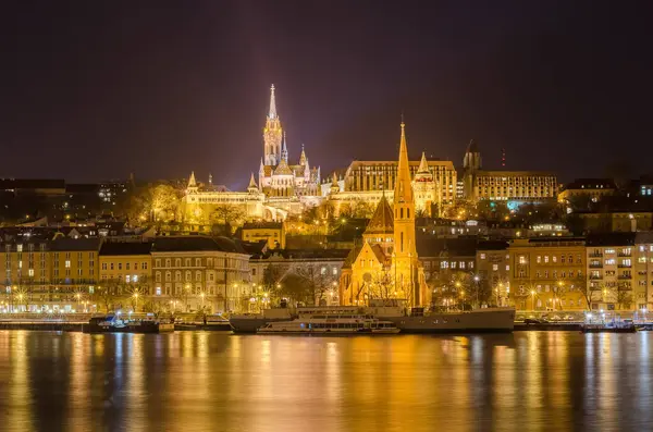 Budapest Night Danube River Hungary — Stock Photo, Image