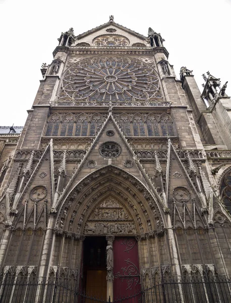 Fachada Norte Catedral Católica Notre Dame París Construido Arquitectura Gótica — Foto de Stock