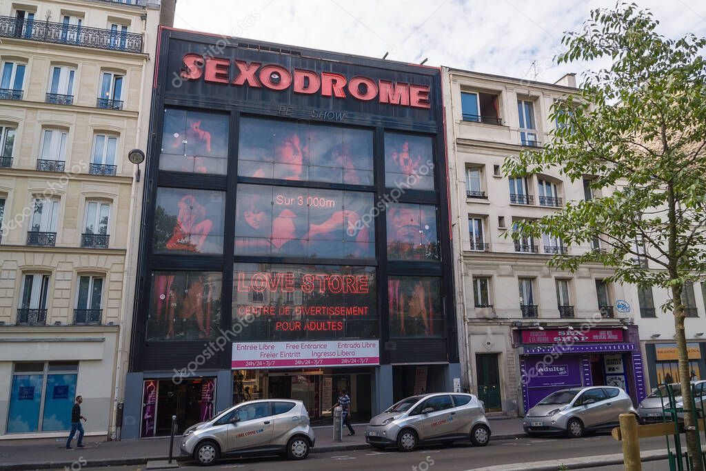 PARIS - SEPT 17, 2014: Sex shops in the Paris red-light district of Pigalle. Montmartre, Paris, France.