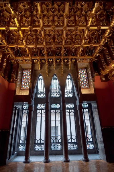 Barcelona Hiszpania Września 2014 Wnętrze Palau Guell Pałac Guell Rezydencja — Zdjęcie stockowe