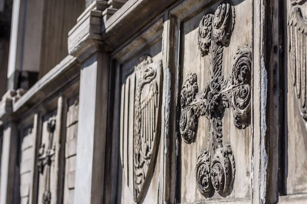 Closeup View Decorative Cross Architectural Detail Facade Basilica Santa Maria — Stock Photo, Image