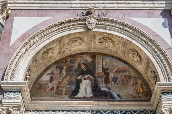 Exterior Fresco Priest Jesus Angels Arch Basilica Santa Maria Novella — Stock Photo, Image