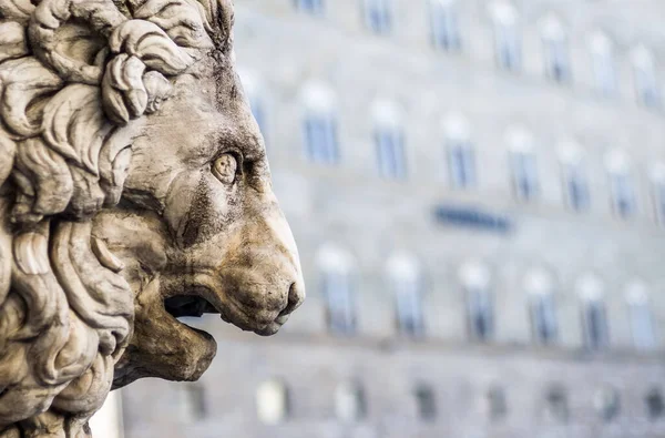 Fancelli Ancient Lion Medici Lion Marble Sculpture Displayed Loggia Dei — Stock Photo, Image