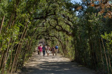 FLORENCE, ITALY - 14 Nisan 2013: Turistler park alanında, Boboli Bahçeleri, Floransa, Toskana, İtalya. Unesco Dünya Mirası.