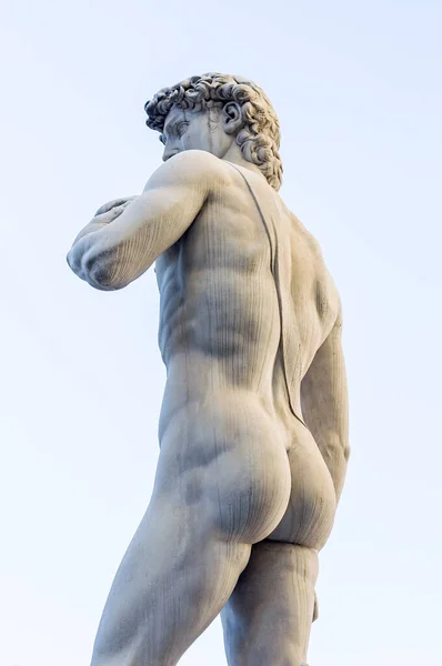 Firenze Italia Aprile 2013 Statua Del David Michelangelo Davanti Palazzo — Foto Stock