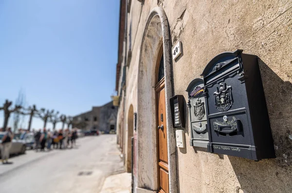 Decorative Mailbox Coat Arms Montepulciano Tuscany Italy — Stock Photo, Image