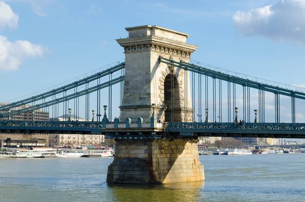 Budapest Ungarn Februar 2016 Kettenbrücke Über Die Donau Budapest Ungarn — Stockfoto