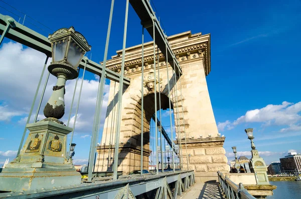 Kettenbrücke Über Die Donau Budapest Ungarn — Stockfoto