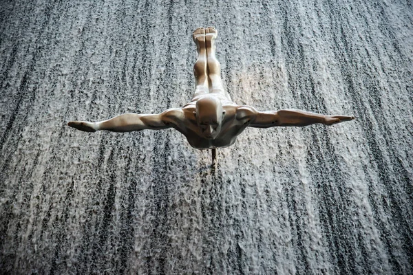 Diver Waterfall Dubai Mall Uae Stock Photo