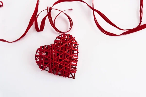 Stylish red heart with ribbons — Stock Photo, Image