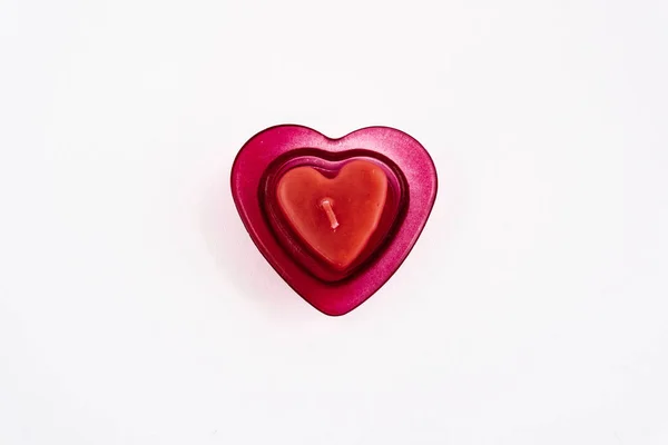 Svíčka srdce červené, samostatný — Stock fotografie