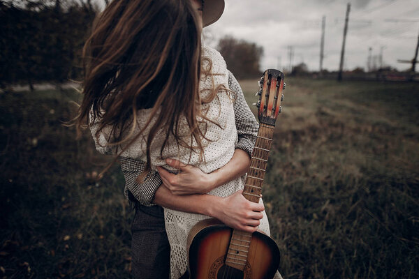 Hipster musician couple