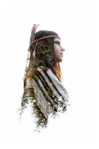 Infödda amerikanska indian kvinna — Stockfoto
