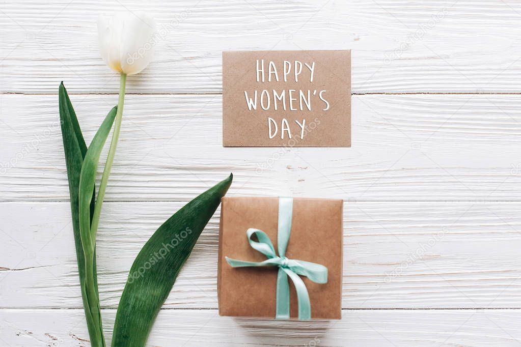 happy womens day text on card