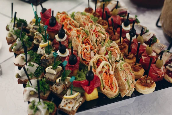 Canape snacks close up — Stock Photo, Image