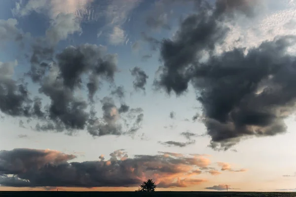 Silhueta de árvores e nuvens — Fotografia de Stock