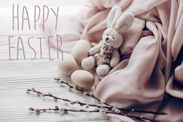 Easter greeting card with bunny toy — Stock Photo, Image