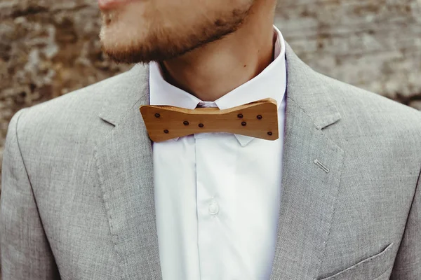 Drewniane krawat pana młodego — Zdjęcie stockowe