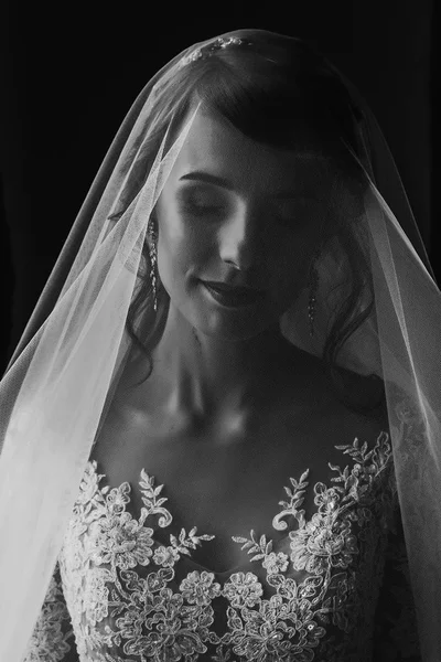 Bride portrait under veil — Stock Photo, Image