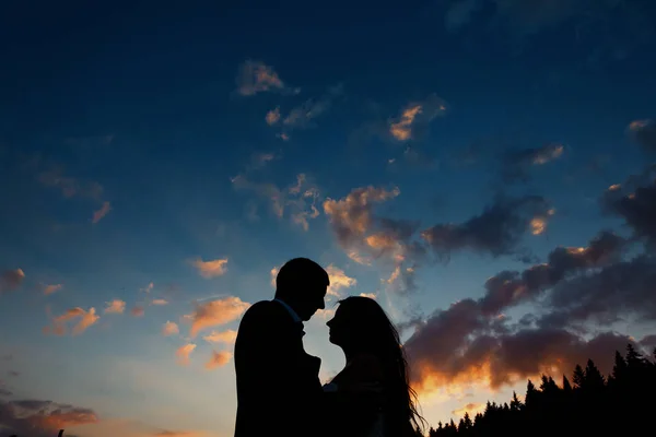 Matrimonio coppia silhouette — Foto Stock