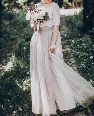 şık gelin buketi ile ben