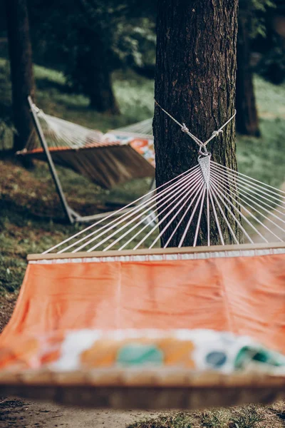 Comfortable orange hammock — Stock Photo, Image