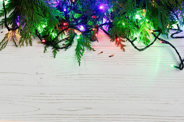 Christmas frame of garland lights — Stock Photo, Image