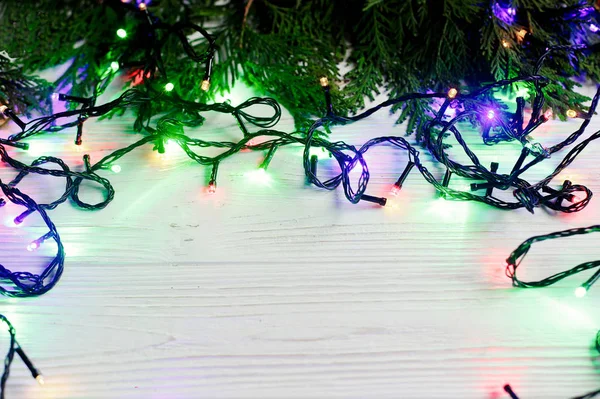 Rám vánoční věnec světel — Stock fotografie