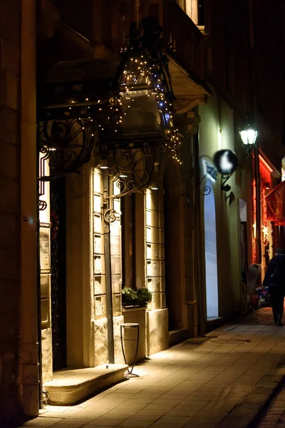 City decorated with Christmas lights — Stock Photo, Image