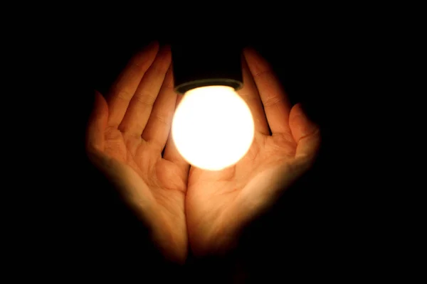 Hands holding light bulb Stock Picture