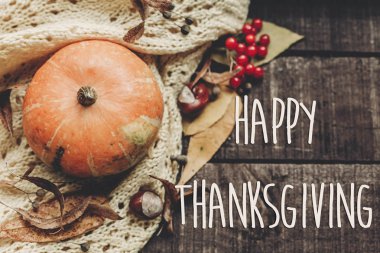 Şükran günün kutlu olsun metin işareti, tebrik kartı. görüntü düz yatıyordu düşme