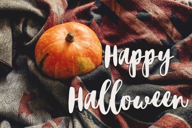 mutlu halloween metin üzerinde şık eşarp sonbahar kabak oturum