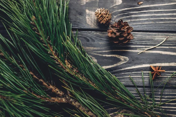 ramas de árbol de Navidad con piñas