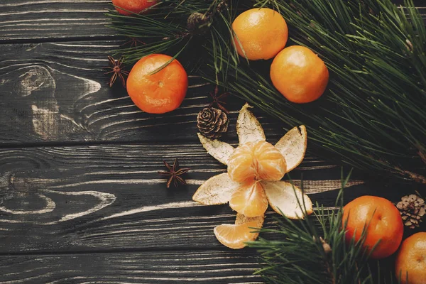 Csillag ánizs és fenyőtobozok mandarin — Stock Fotó